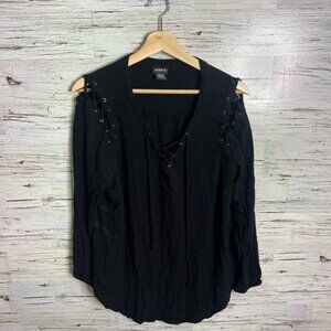 Torrid black blouse long sleeve top lace size 1x